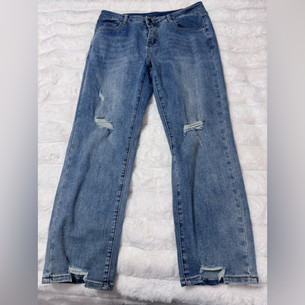Distressed Blue Jeans